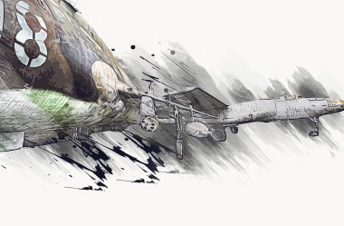 Amerikan savaş uçağı resim sanatı klasiği çiziyor.