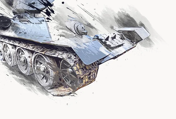 Vintage Tank Isolated Drawing Sketch Art Illustration — Stock Photo, Image