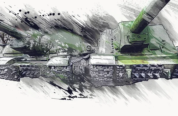 Vintage Tank Isolated Drawing Sketch Art Illustration — Stock Photo, Image