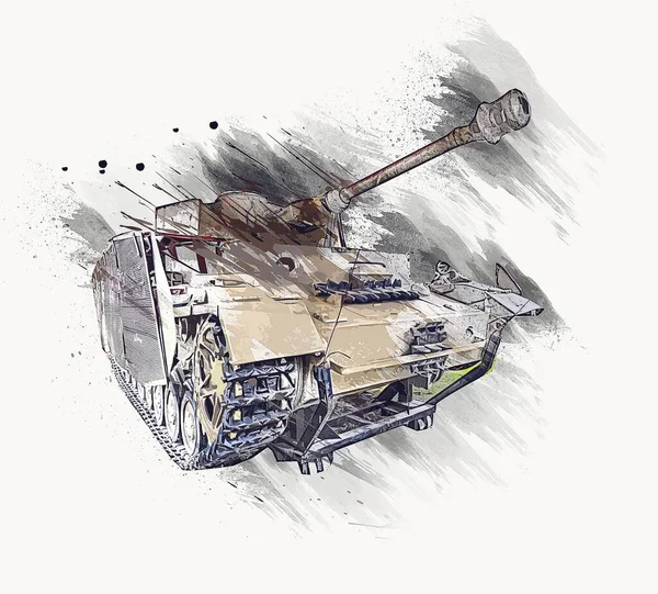 vintage the tank isolated drawing sketch art illustration
