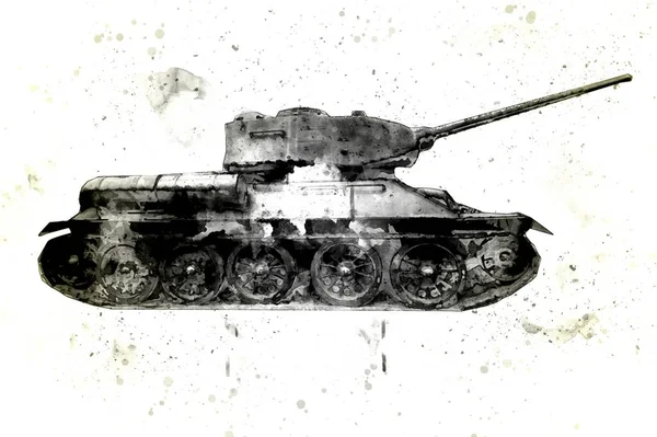 Vintage Tanque Isolado Desenho Desenho Arte Ilustração — Fotografia de Stock