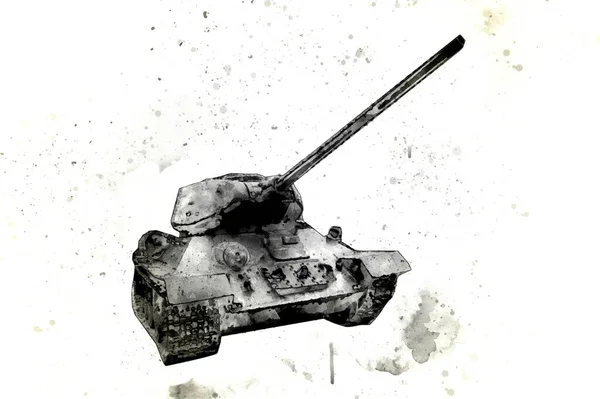 Vintage Tank Isolated Drawing Sketch Art Illustration — Stock Photo, Image