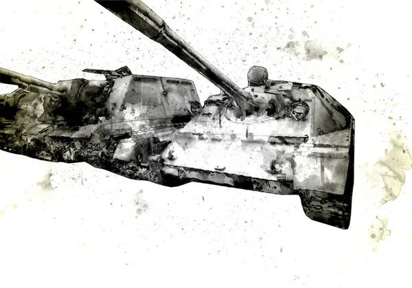 タンクに隔離されたドローイング スケッチ アート イラスト — ストック写真