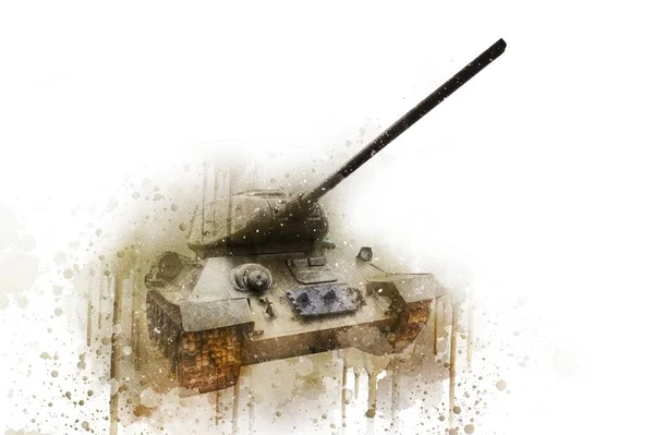 Vintage Tank Isolated Drawing Sketch Art Illustration — Stock Photo, Image