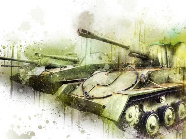 Vintage Tank Isolated Drawing Sketch Art Illustration — Stock Photo, Image