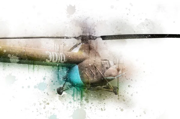 Helicóptero Militar Desenho Ilustração Arte Vintage — Fotografia de Stock