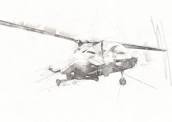 Helicóptero Militar Dibujo Ilustración Arte Vintage — Foto de Stock