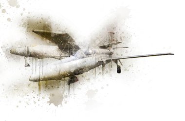 Amerikan savaş uçağı resim sanatı klasiği çiziyor.