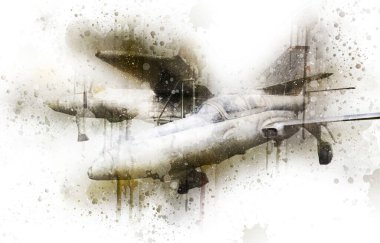 Amerikan savaş uçağı resim sanatı klasiği çiziyor.