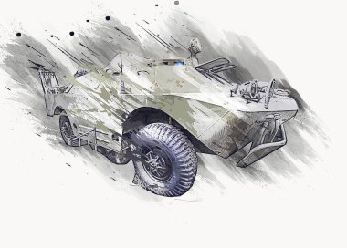 Askeri zırhlı araç savaş fotoğrafı Eski antika model mobil