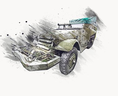 Askeri zırhlı araç savaş fotoğrafı Eski antika model mobil