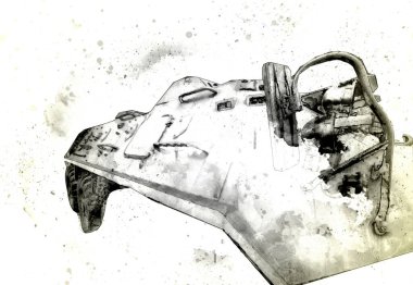 Askeri zırhlı araç savaş fotoğrafı Eski antika model mobil