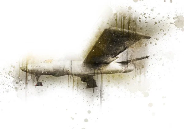Amerikan Savaş Uçağı Resim Sanatı Klasiği Çiziyor — Stok fotoğraf