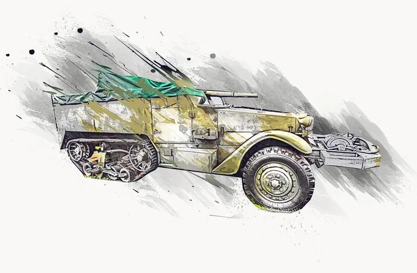 Militaire Gepantserde Auto Oorlog Foto Oude Retro Vintage Mobiel — Stockfoto