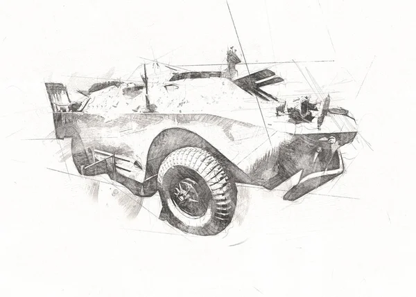 Askeri Zırhlı Araç Savaş Fotoğrafı Eski Antika Model Mobil — Stok fotoğraf