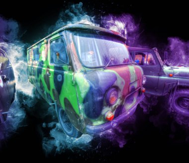 Zırhlı Araç Teknik Askeri Kamyon Sanat Çizimi