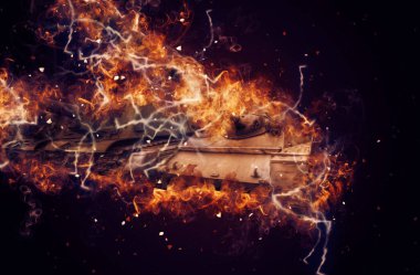 Vintage tank izole çizim sanat illüstrasyonu