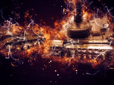 Vintage tank izole çizim sanat illüstrasyonu