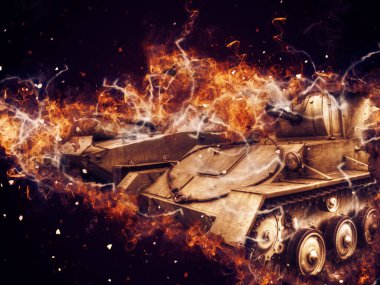 Vintage tank izole çizim sanat illüstrasyonu
