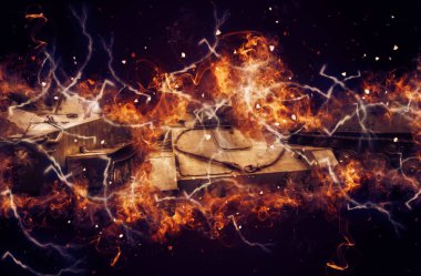 Vintage tank izole çizim sanat illüstrasyonu