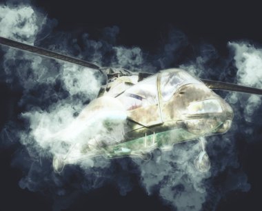 askeri helikopter resim sanatı klasiği çiziyor