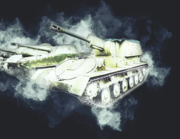 Vintage Tank Geïsoleerde Tekening Schets Kunst Illustratie — Stockfoto