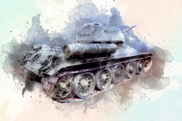 Vintage Tank Isolated Drawing Sketch Art Illustration — Stock Photo, Image