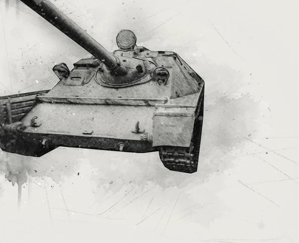 Vintage Tank Geïsoleerde Tekening Schets Kunst Illustratie — Stockfoto