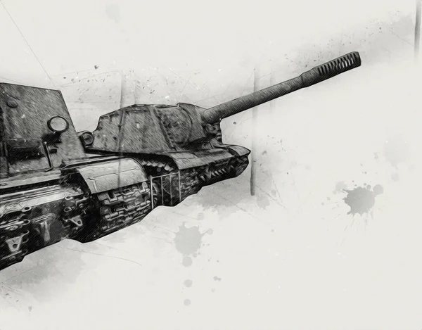 Vintage Tank Isolated Drawing Sketch Art Illustration — Stock Photo, Image