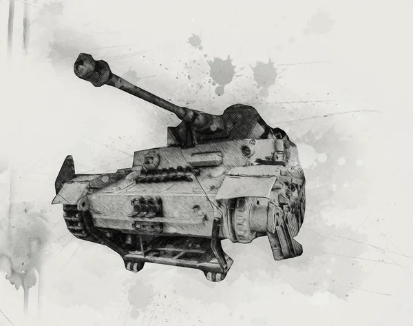 Vintage Tank Isolated Drawing Sketch Art Illustration — Stock Photo, Image