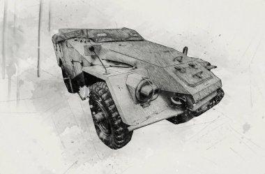 Askeri zırhlı araç savaş fotoğrafı Eski antika model mobil