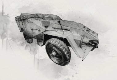 Askeri zırhlı araç savaş fotoğrafı Eski antika model mobil