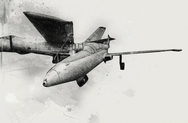 Avion Chasseur Réaction Américain Dessin Illustration Art Vintage — Photo