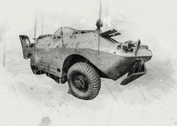Militär Bepansrad Bil Krig Foto Gammal Retro Vintage Mobil — Stockfoto