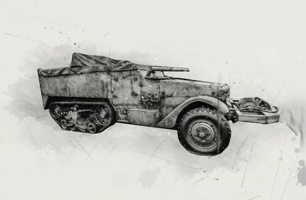 Militär Gepanzerte Auto Krieg Foto Alten Retro Oldtimer Handy — Stockfoto