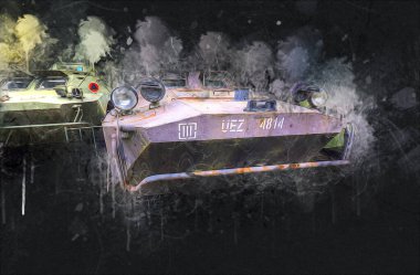 Bir amfibi piyade savaş tankı.