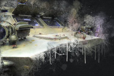 Bir amfibi piyade savaş tankı.