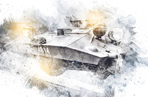 Obojživelná Pěchota Bojující Válečným Tankem — Stock fotografie