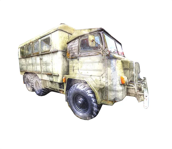 Armored Vehicle Technical Military Truck Art Illustration Isolated Sketch — Stock Photo, Image