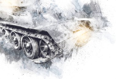 Vintage tank izole çizim sanat illüstrasyonu