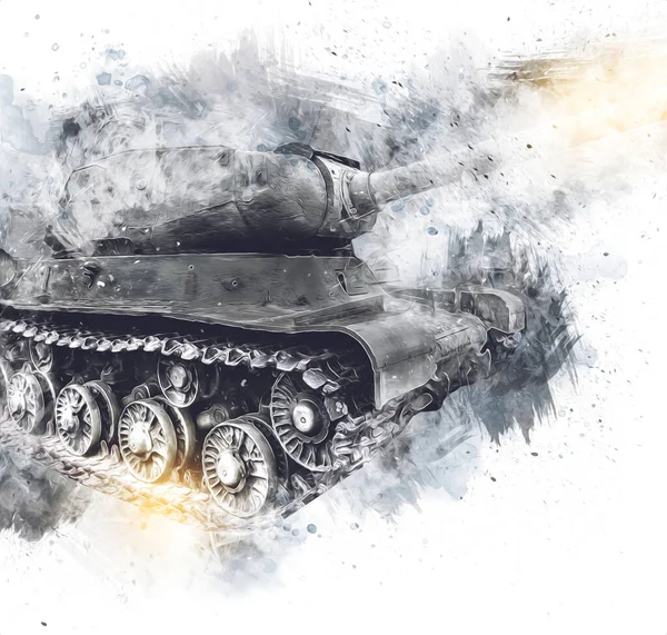 Vintage Tank Isolated Drawing Sketch Art Illustration — Stock Photo, Image