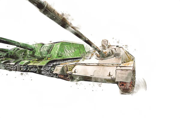 Vintage Tank Isolated Drawing Sketch Art Illustration — Stock Photo, Image