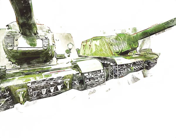 Vintage Tank Isolated Drawing Sketch Art Illustration — Stock Photo, Image