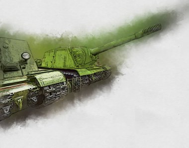 Vintage tank izole çizim sanat illüstrasyonu