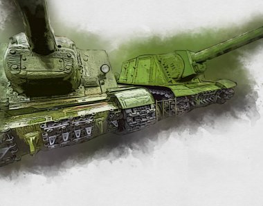 Vintage tank izole çizim sanat illüstrasyonu