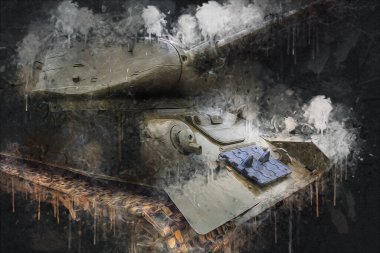 Vintage tank izole çizim sanat illüstrasyonu