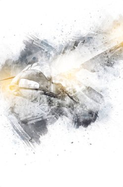 askeri helikopter resim sanatı klasiği çiziyor