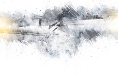 askeri helikopter resim sanatı klasiği çiziyor