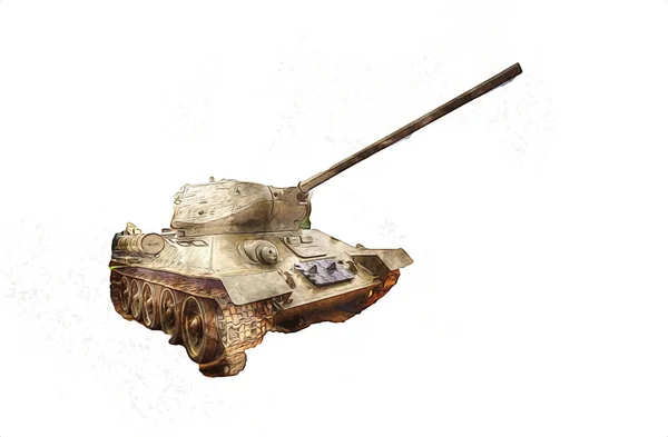 Vintage Tank Geïsoleerde Tekening Schets Kunst Illustratie — Stockfoto