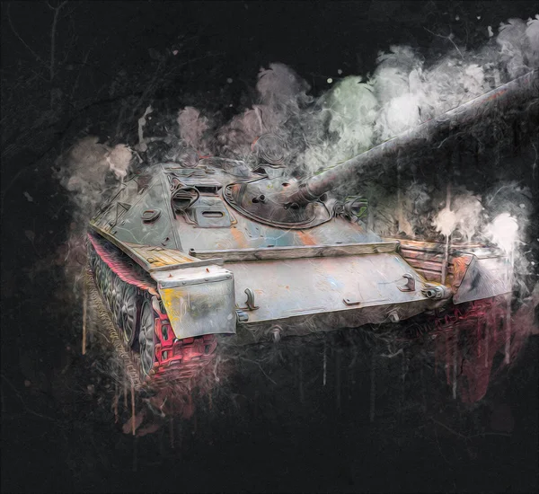 タンクに隔離されたドローイング スケッチ アート イラスト — ストック写真